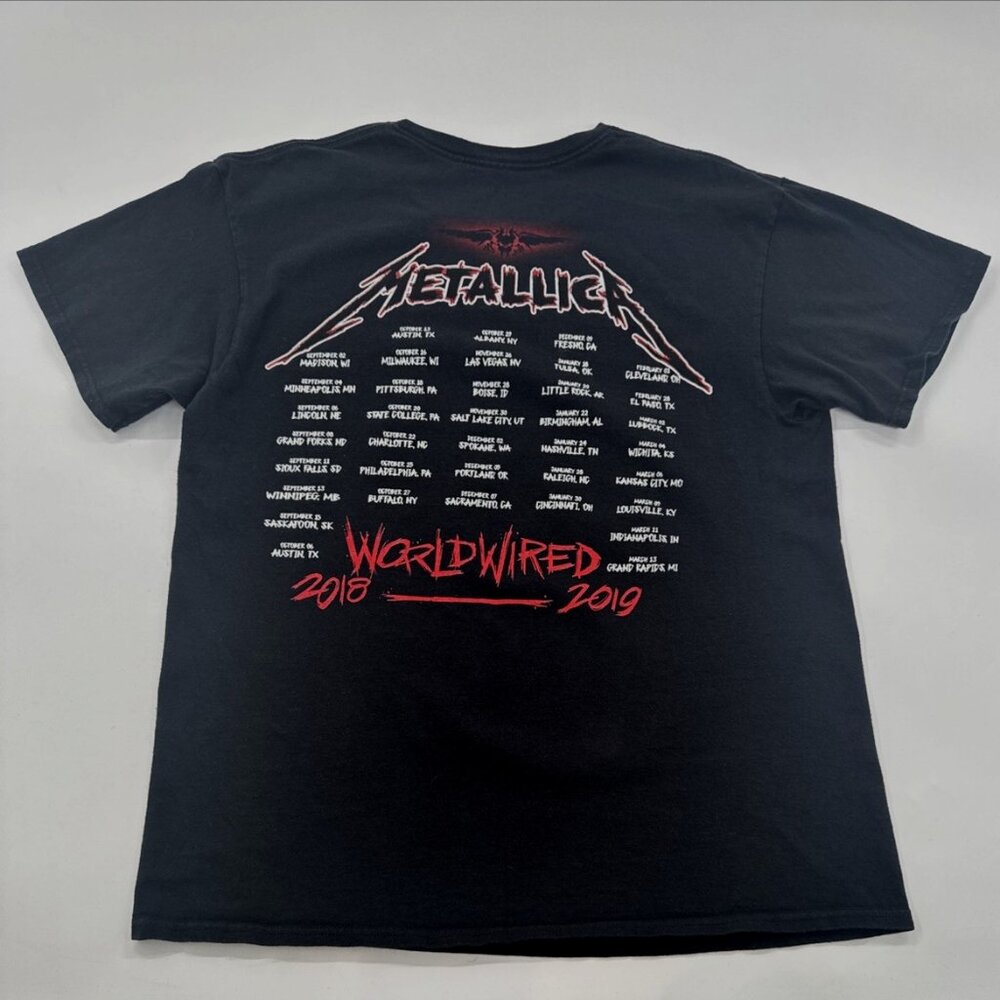 Metallica T Shirt Mens Large Black World Wired Tour 2018 2019 Concert Skull Tee - Picture 9 of 9